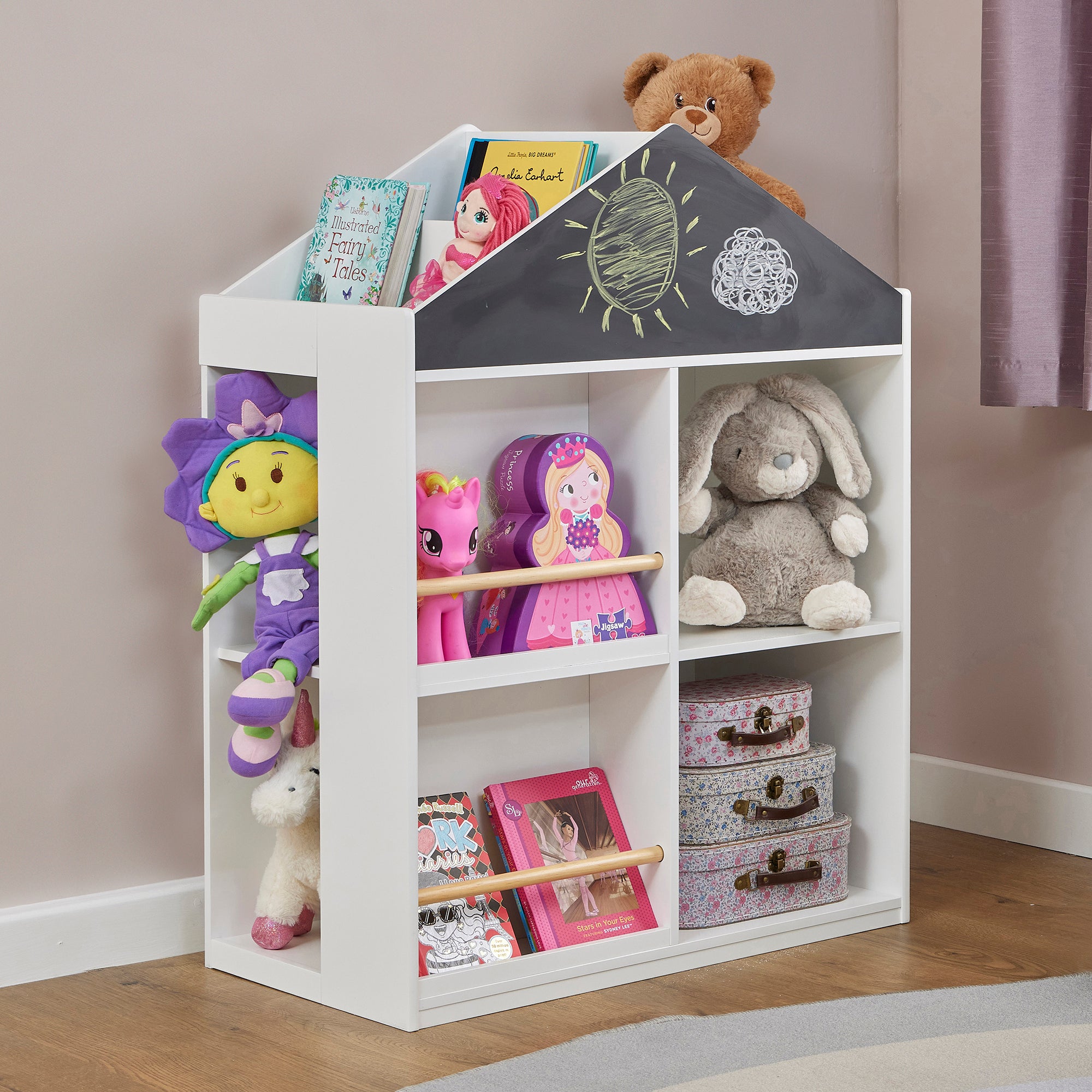 Kids White Blackboard Bookcase & Storage Cabinet (Ages 1-12)