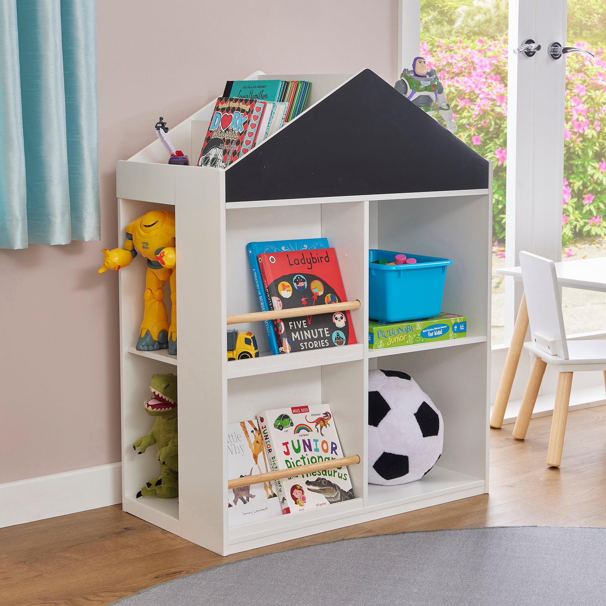 Kids White Blackboard Bookcase & Storage Cabinet (Ages 1-12)
