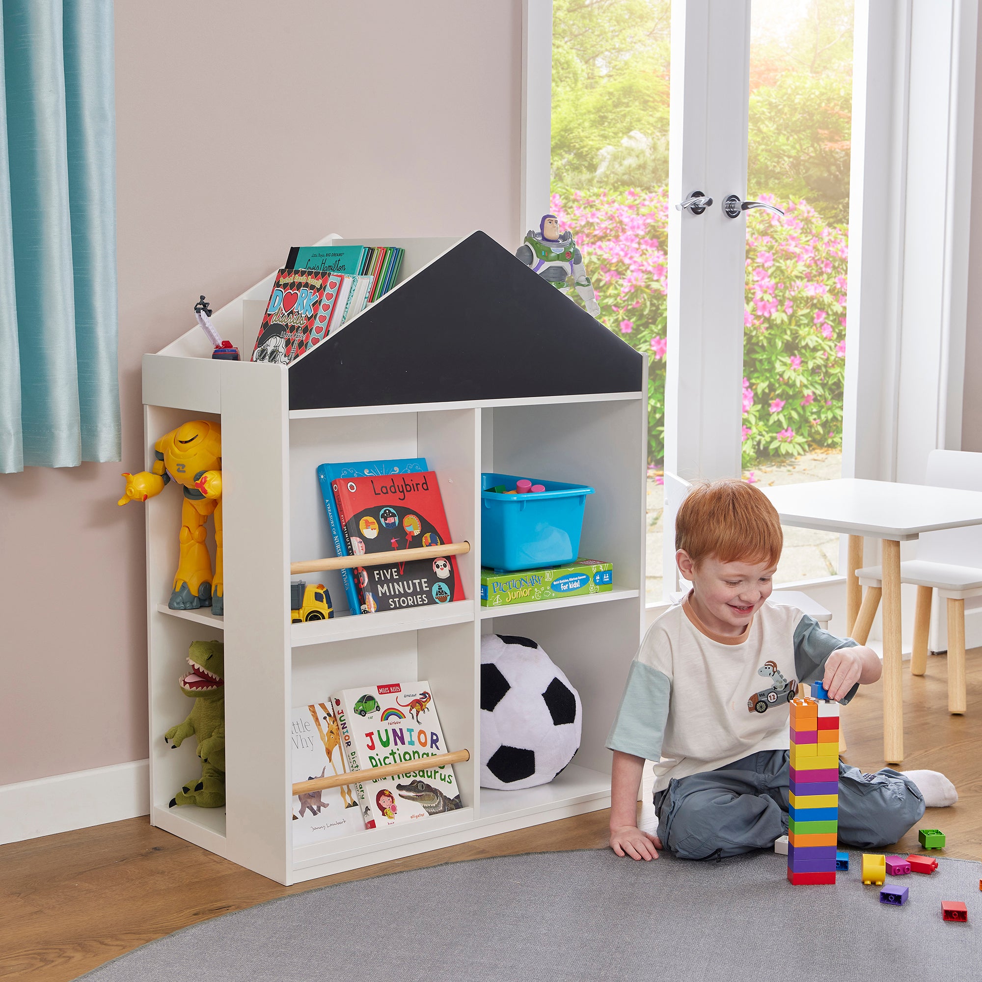 Kids White Blackboard Bookcase & Storage Cabinet (Ages 1-12)