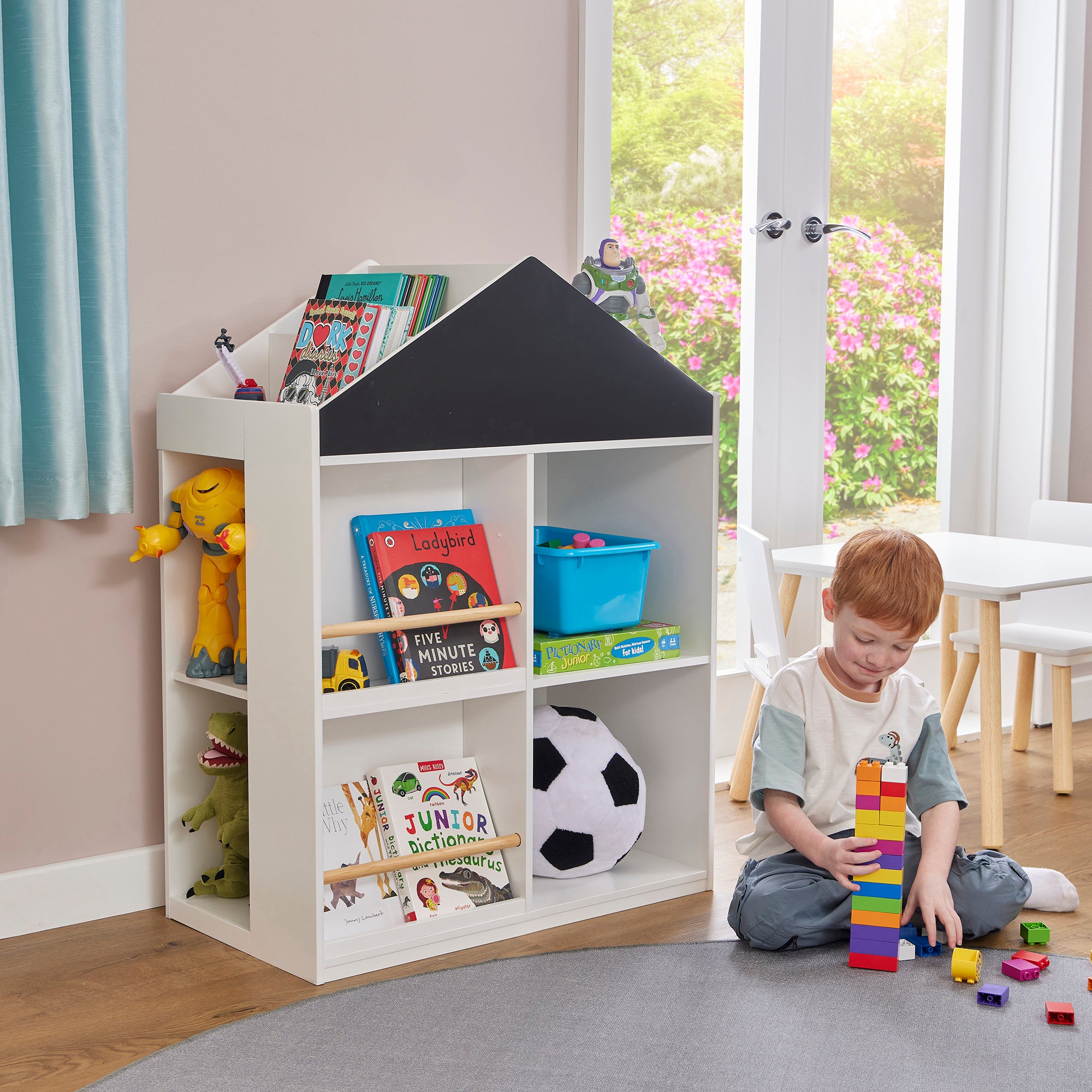 Kids White Blackboard Bookcase & Storage Cabinet (Ages 1-12)