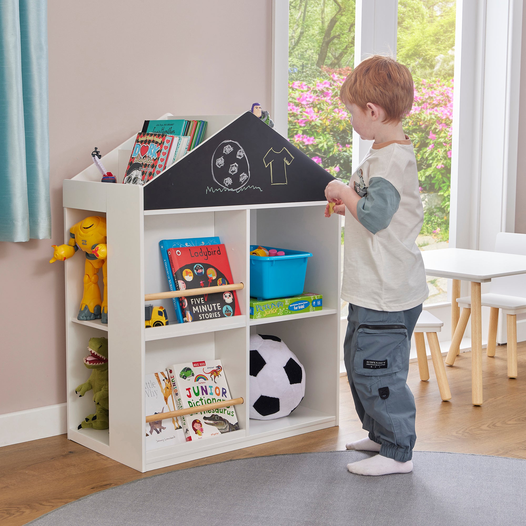 Kids White Blackboard Bookcase & Storage Cabinet (Ages 1-12)