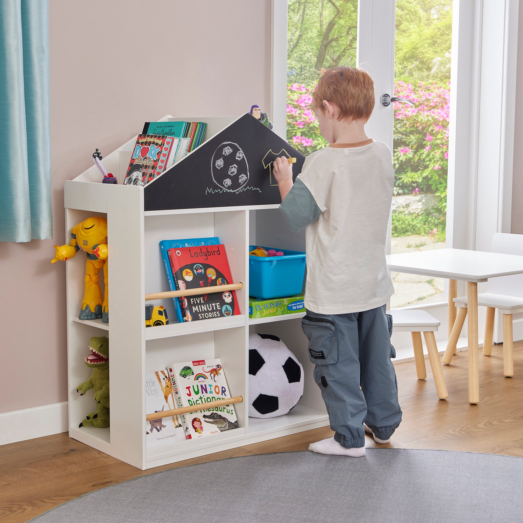Kids White Blackboard Bookcase & Storage Cabinet (Ages 1-12)