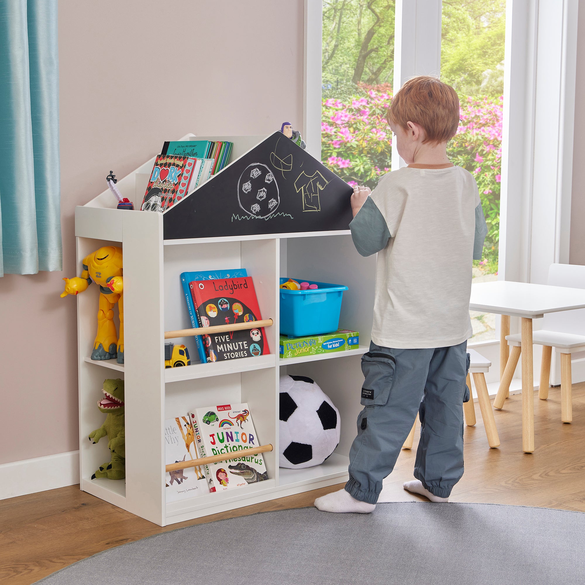 Kids White Blackboard Bookcase & Storage Cabinet (Ages 1-12)