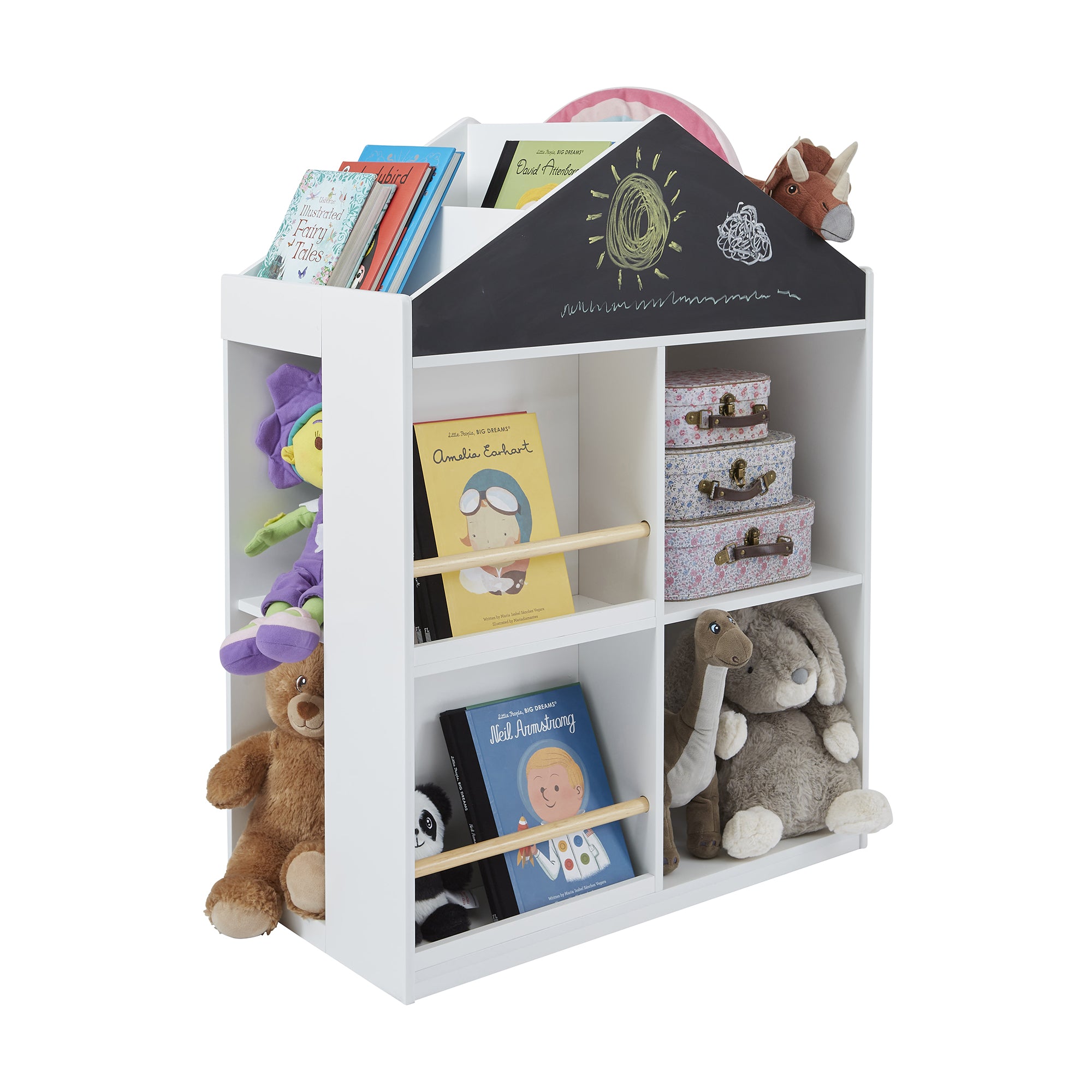 Kids White Blackboard Bookcase & Storage Cabinet (Ages 1-12)