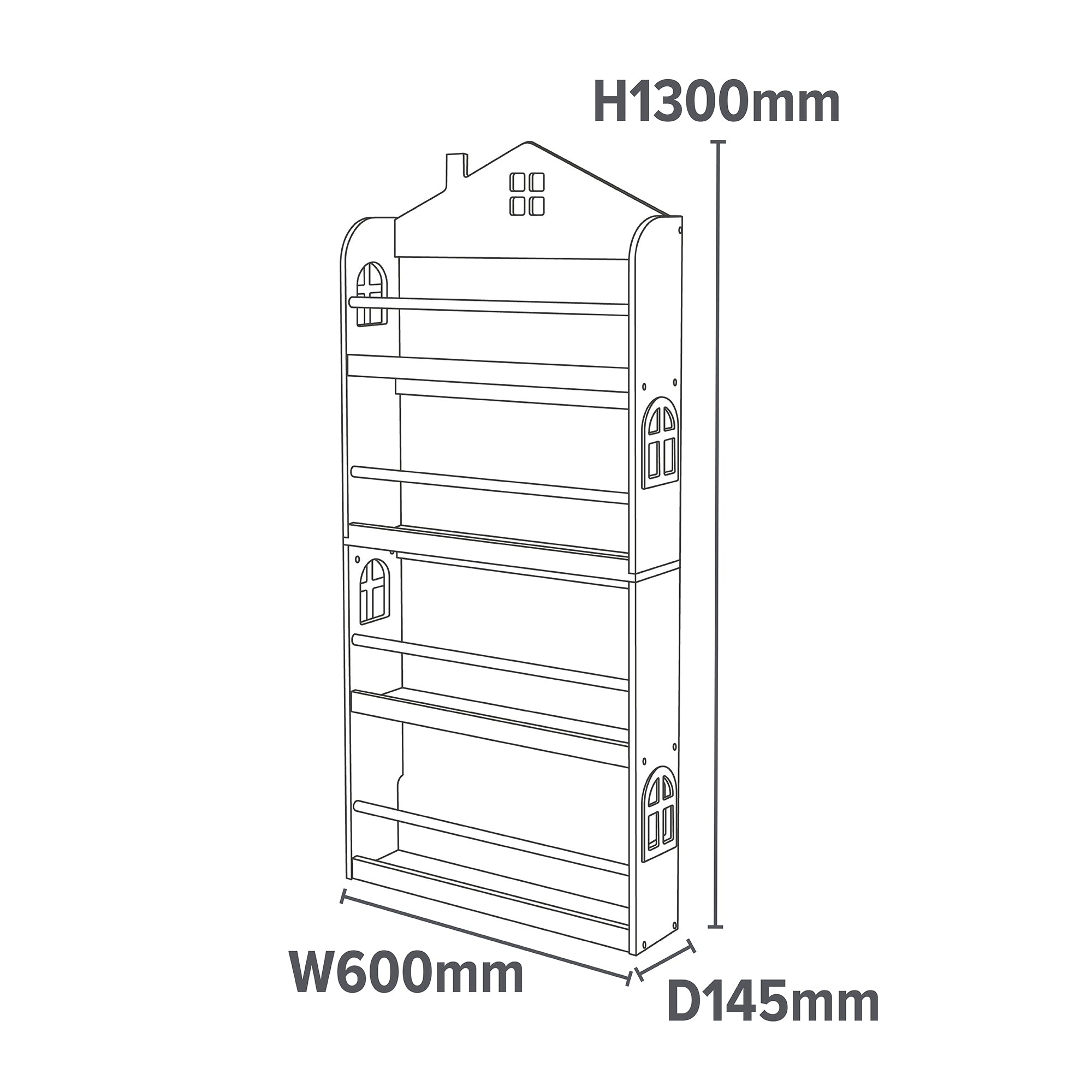 Kids Slimline House Bookcase – Wall Mounted Display (Ages 3+)