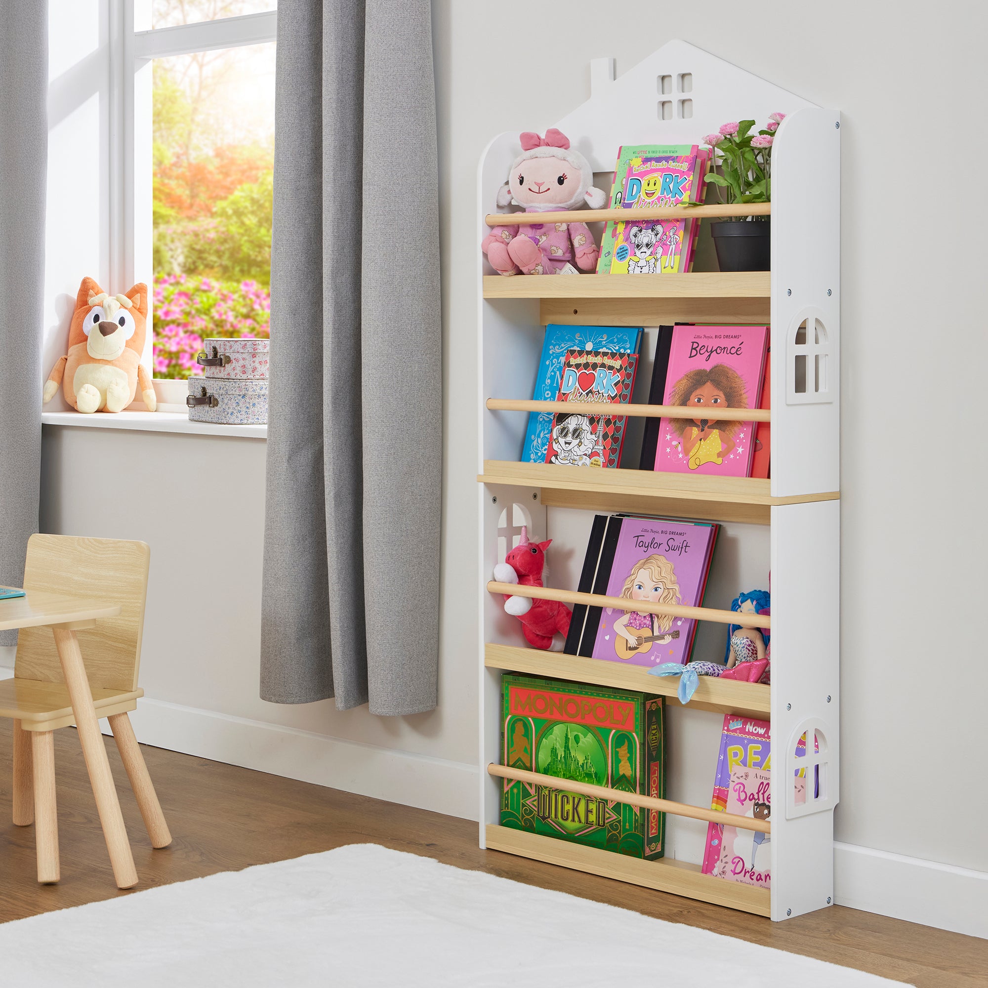 Kids Slimline House Bookcase – Wall Mounted Display (Ages 3+)