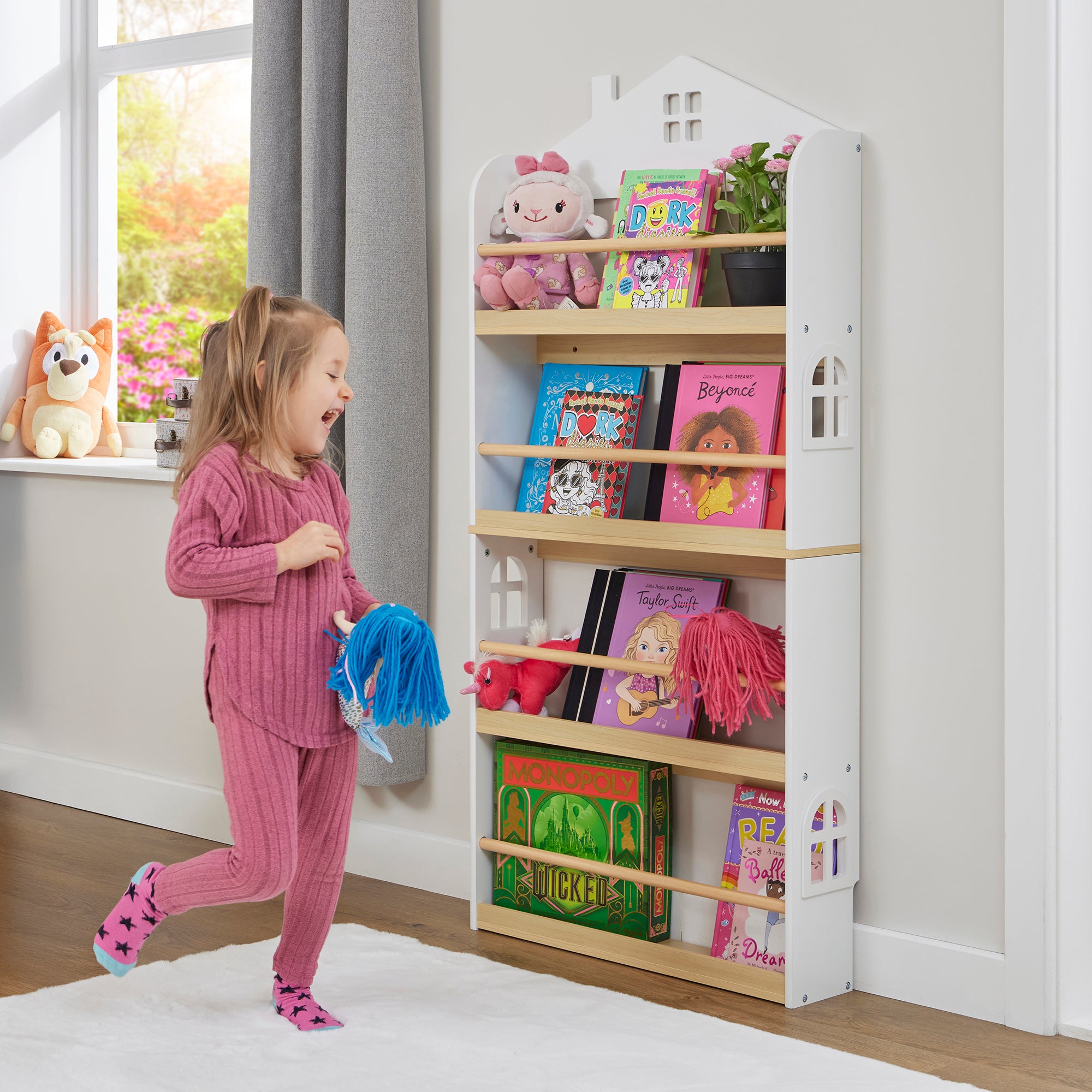 Kids Slimline House Bookcase – Wall Mounted Display (Ages 3+)