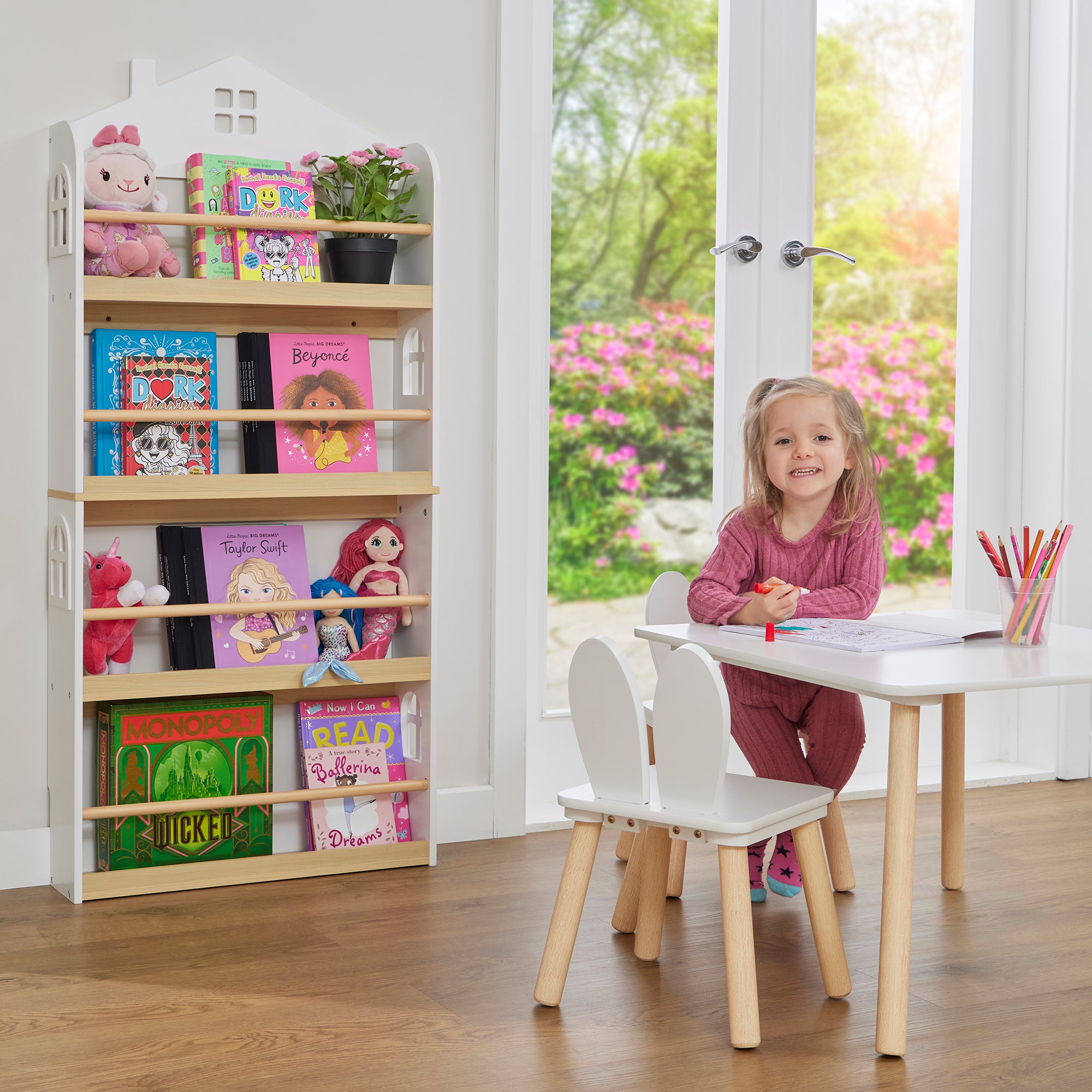 Kids Slimline House Bookcase – Wall Mounted Display (Ages 3+)