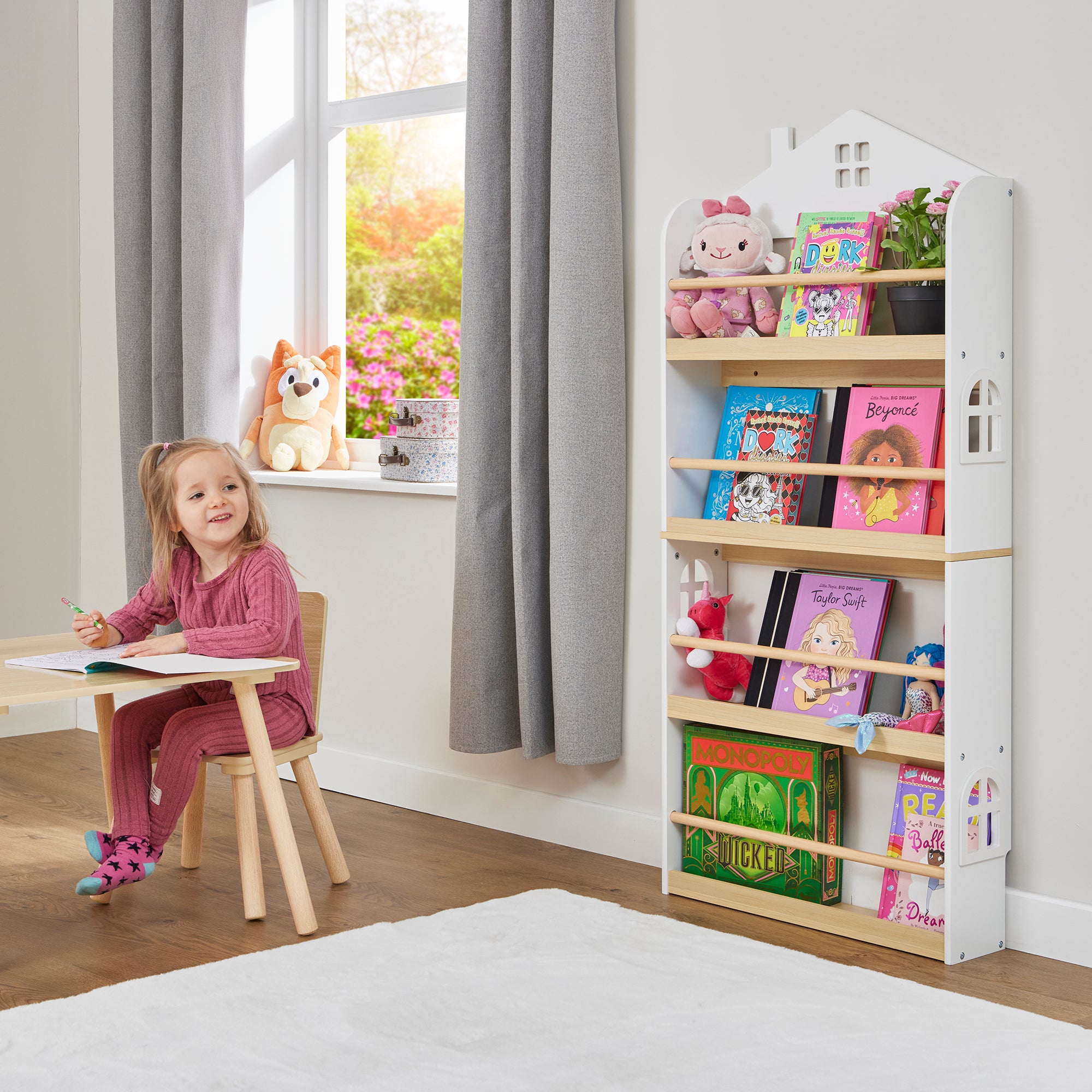 Kids Slimline House Bookcase – Wall Mounted Display (Ages 3+)