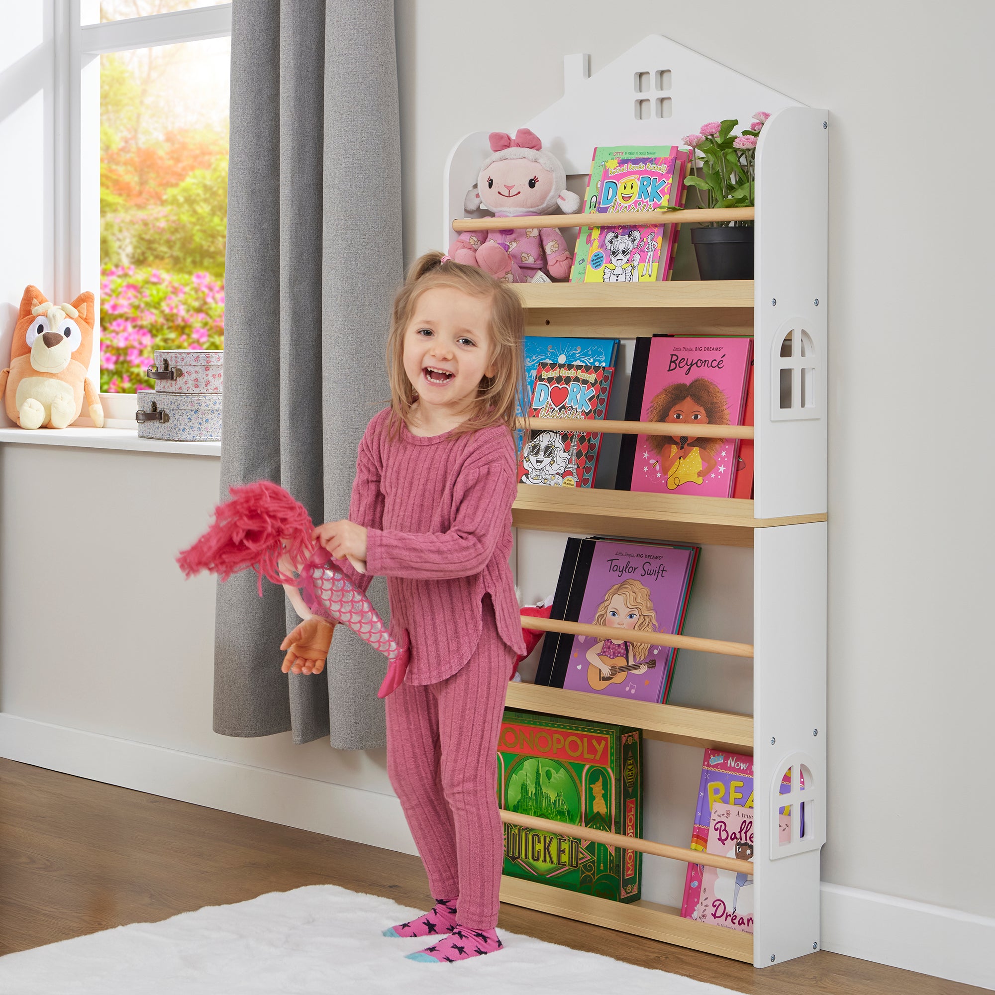 Kids Slimline House Bookcase – Wall Mounted Display (Ages 3+)