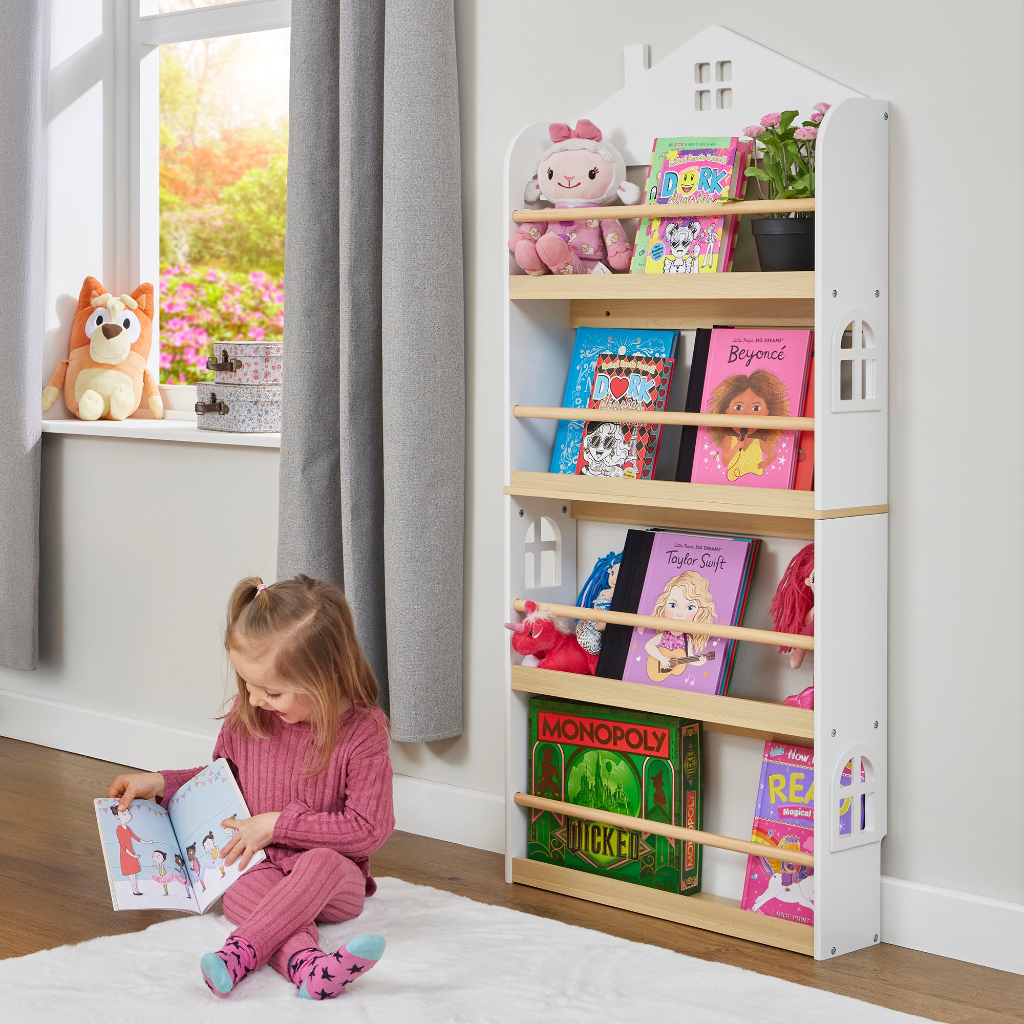 Kids Slimline House Bookcase – Wall Mounted Display (Ages 3+)