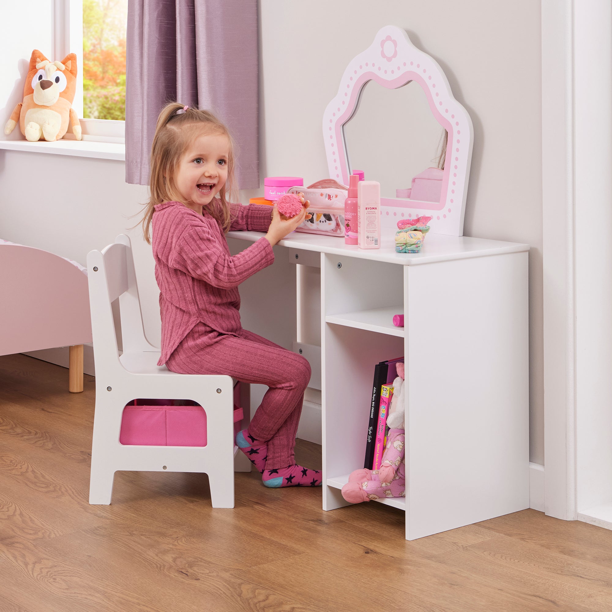 Kids Dressing Table with Mirror & Storage (Ages 2+)