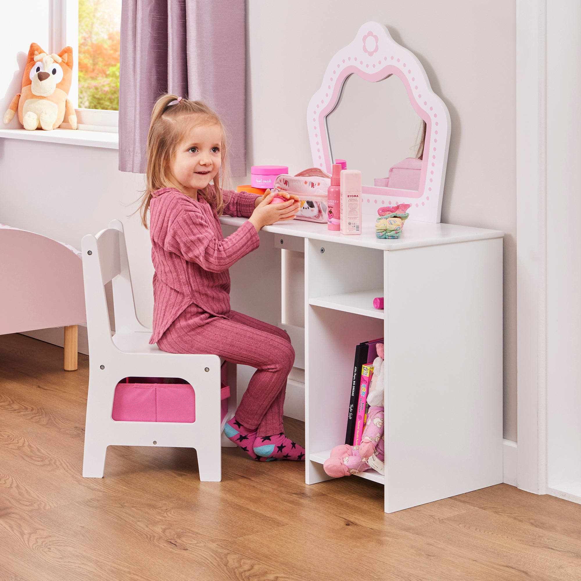 Kids Dressing Table with Mirror & Storage (Ages 2+)