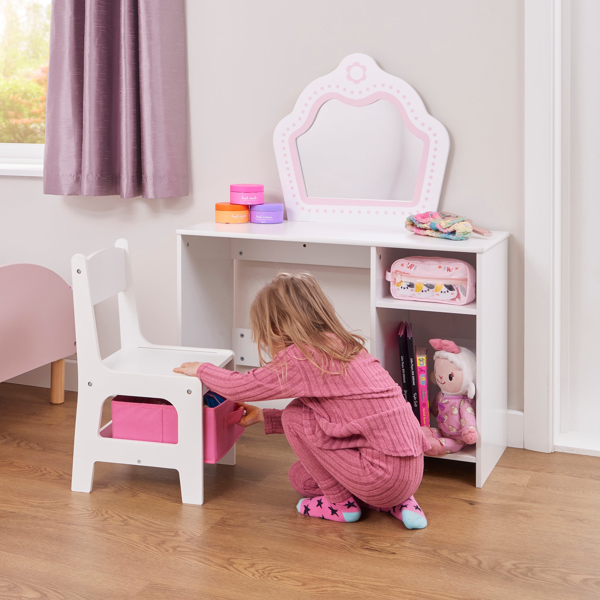 Kids Dressing Table with Mirror & Storage (Ages 2+)