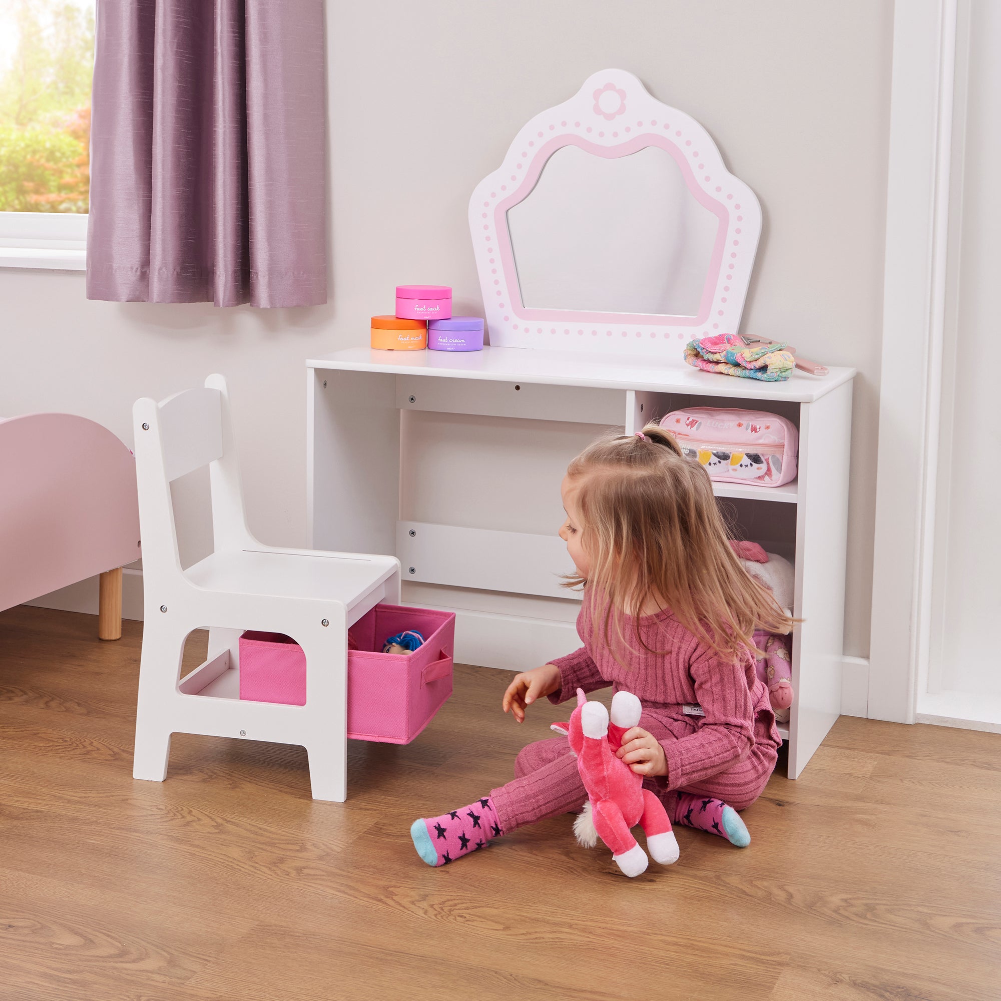 Kids Dressing Table with Mirror & Storage (Ages 2+)