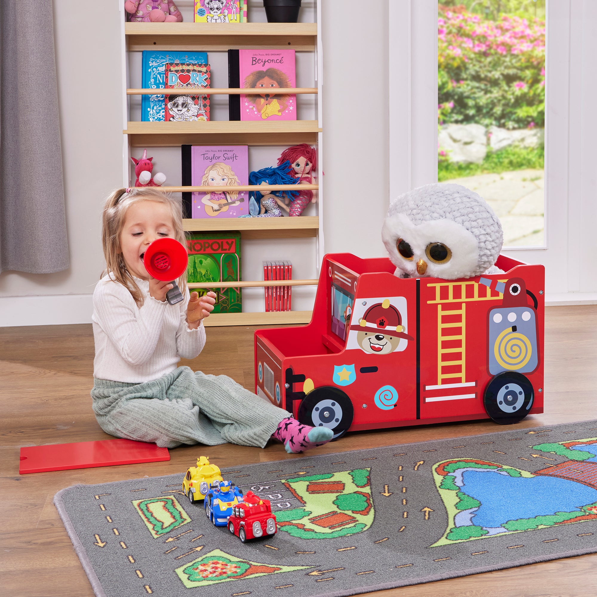 Fire Engine Kids Toy Box – Storage with Lid (Ages 2+)