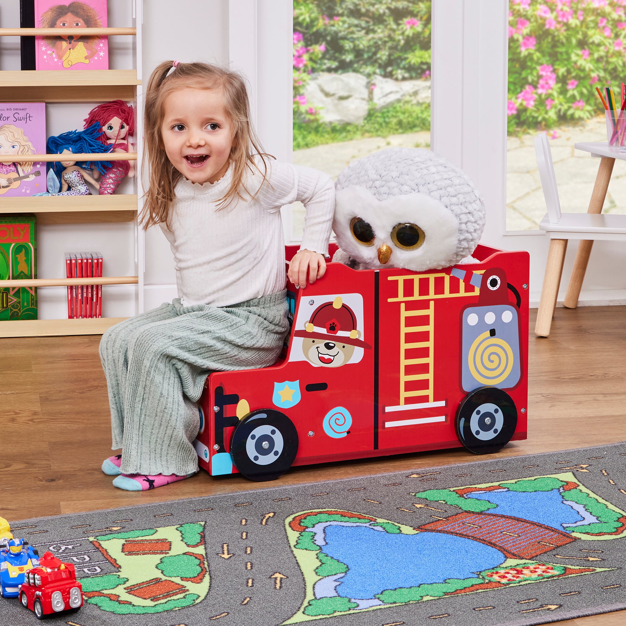 Fire Engine Kids Toy Box – Storage with Lid (Ages 2+)
