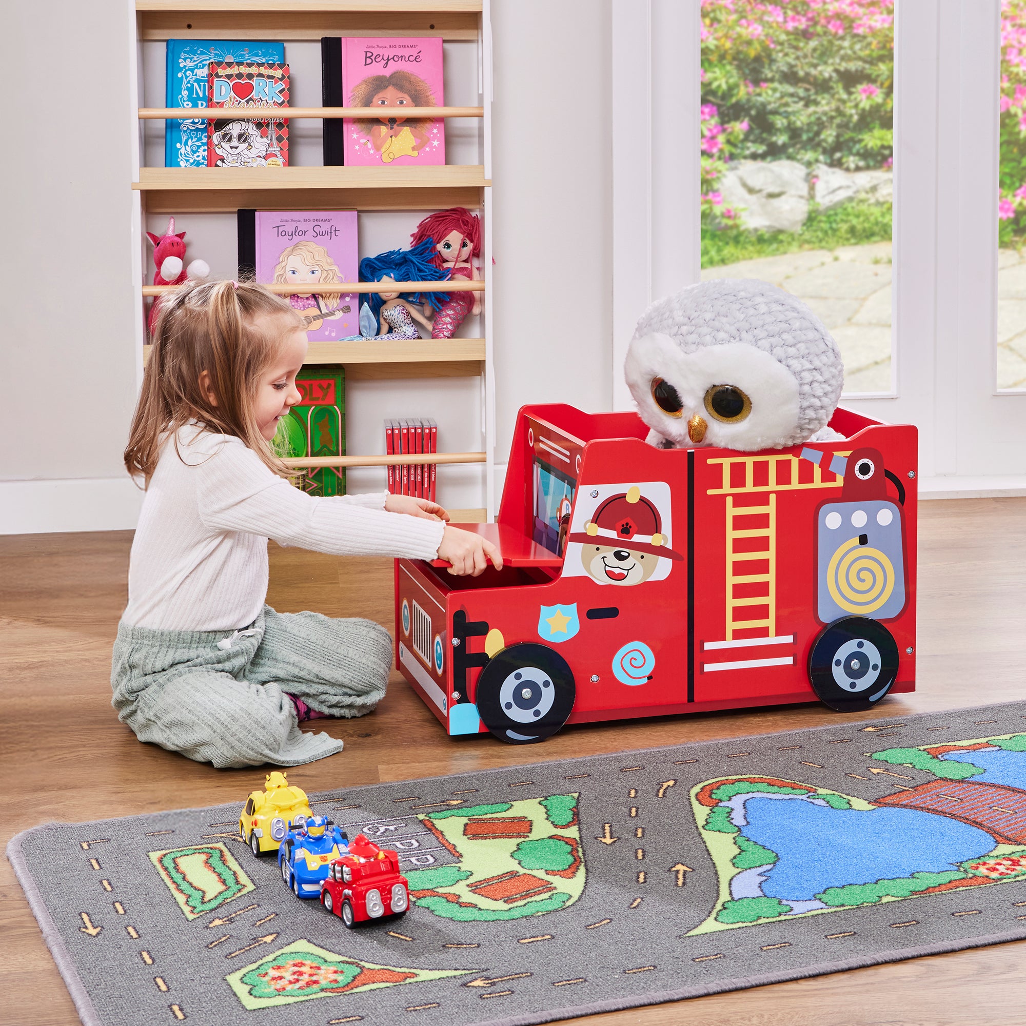 Fire Engine Kids Toy Box – Storage with Lid (Ages 2+)