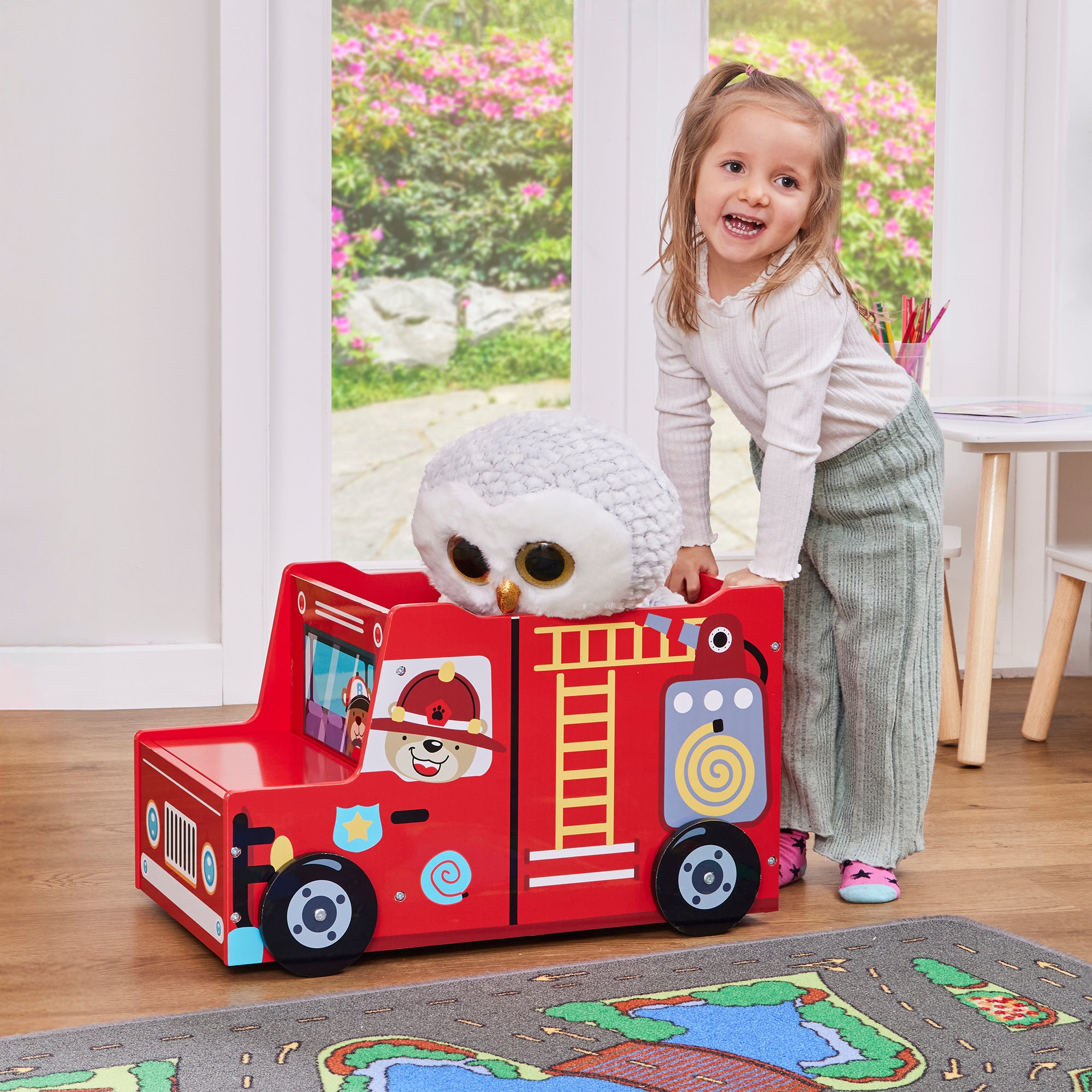 Fire Engine Kids Toy Box – Storage with Lid (Ages 2+)