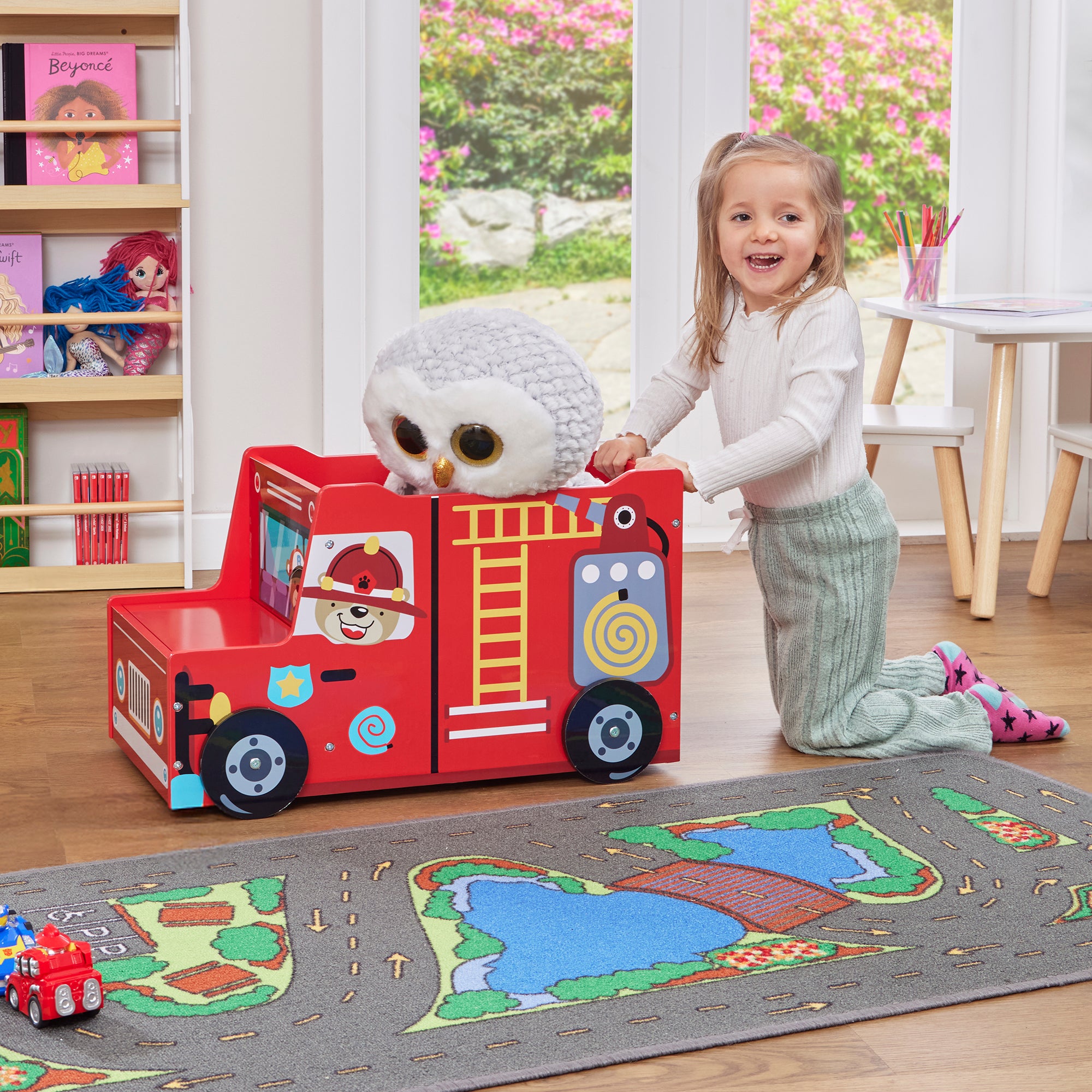 Fire Engine Kids Toy Box – Storage with Lid (Ages 2+)