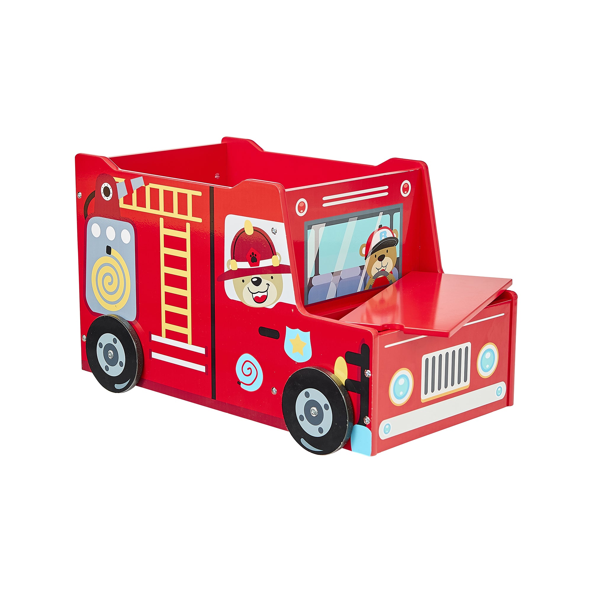 Fire Engine Kids Toy Box – Storage with Lid (Ages 2+)