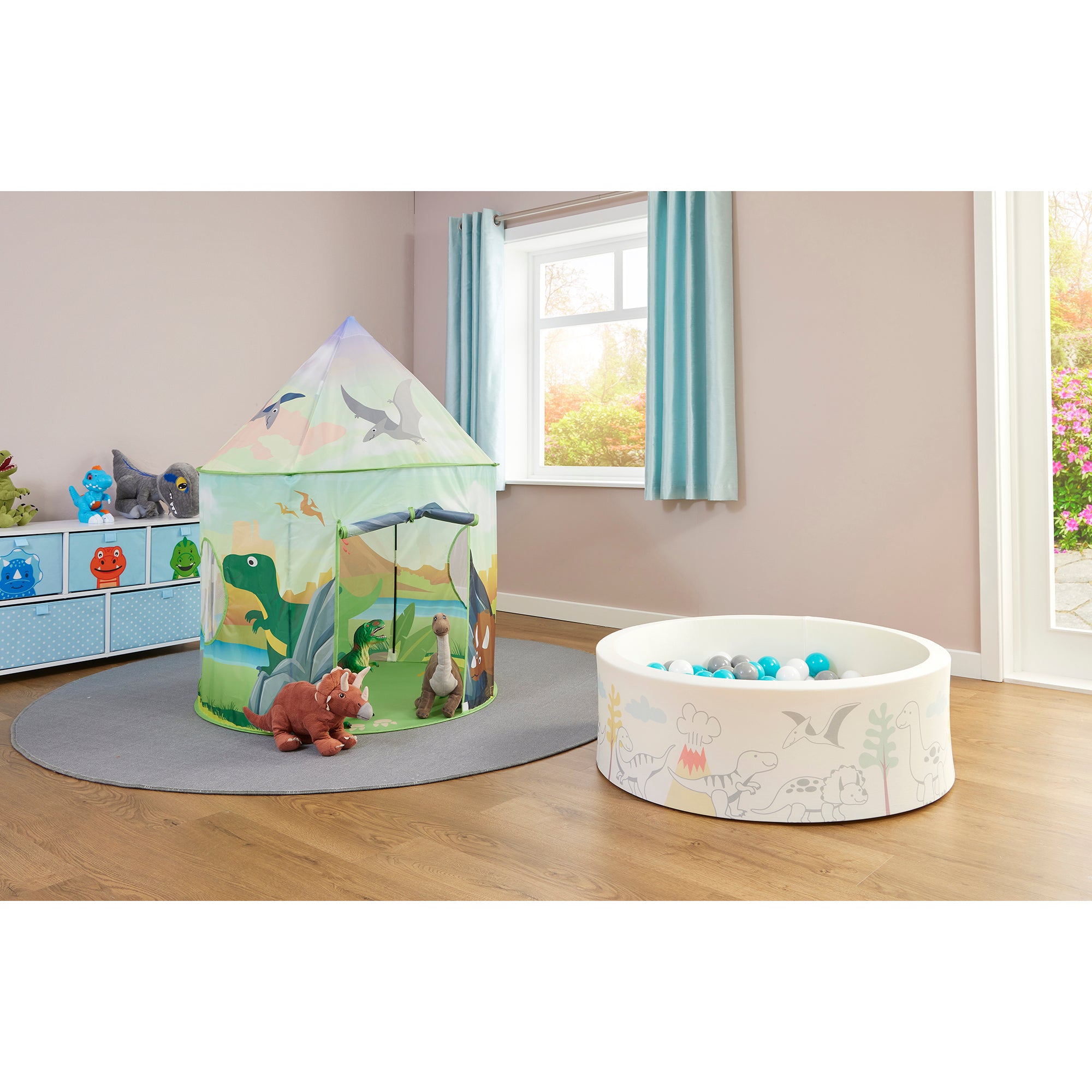 Kids Dinosaur Soft Foam Ball Pit with 200 balls – Sensory Play (6 Months-3 Years)