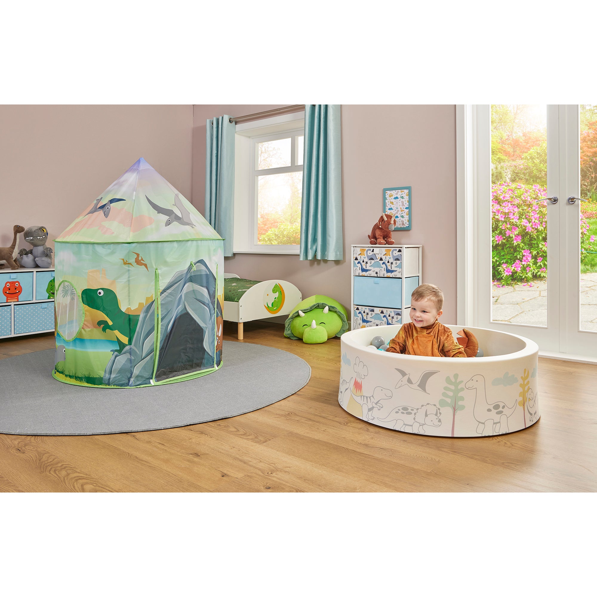 Kids Dinosaur Soft Foam Ball Pit with 200 balls – Sensory Play (6 Months-3 Years)