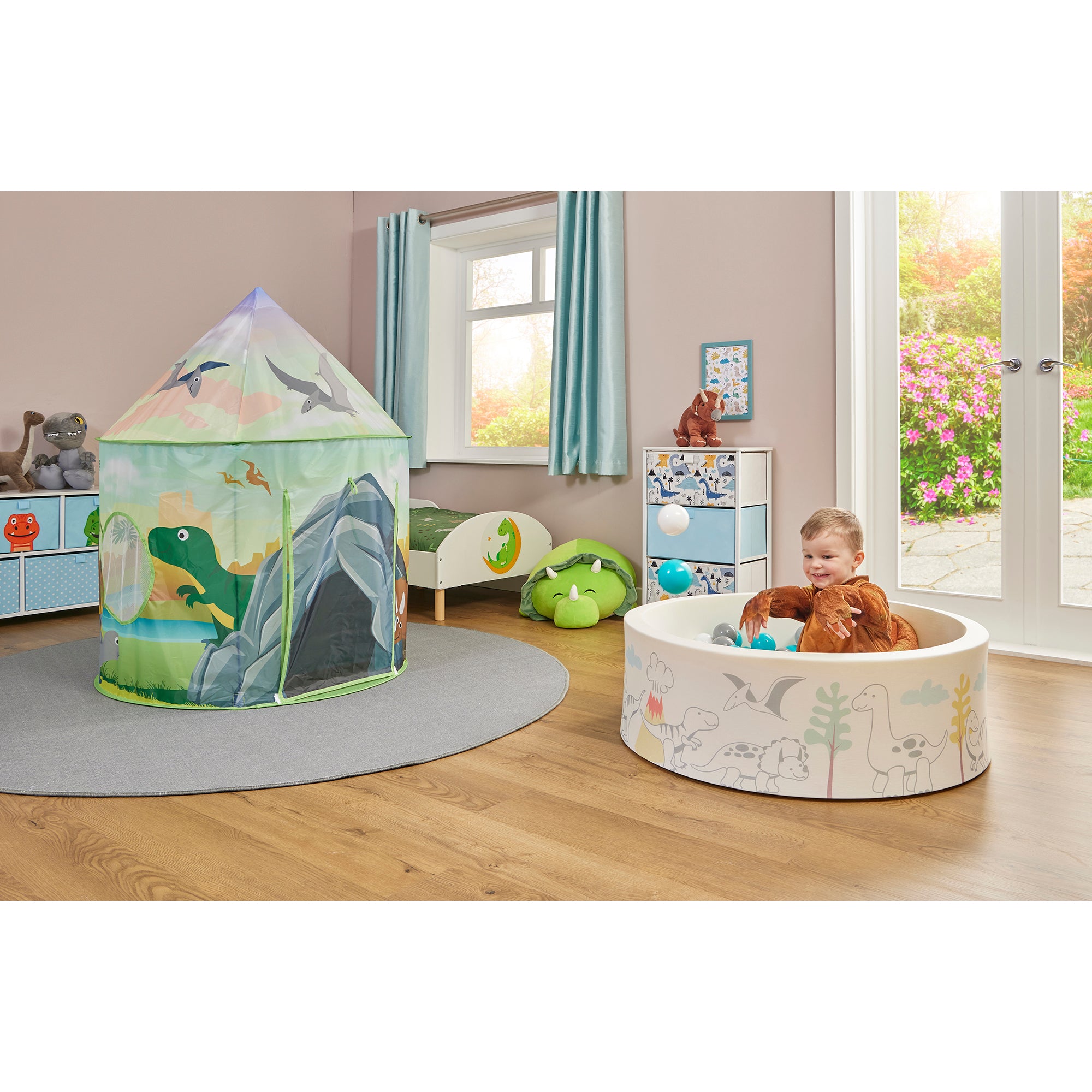 Kids Dinosaur Soft Foam Ball Pit with 200 balls – Sensory Play (6 Months-3 Years)