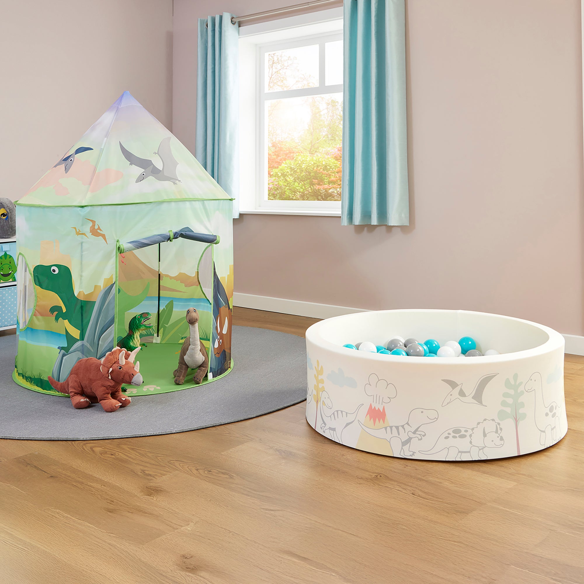 Kids Dinosaur Playroom Essentials Bundle – Tent & Ball Pit with 200 balls  (6 Months+)