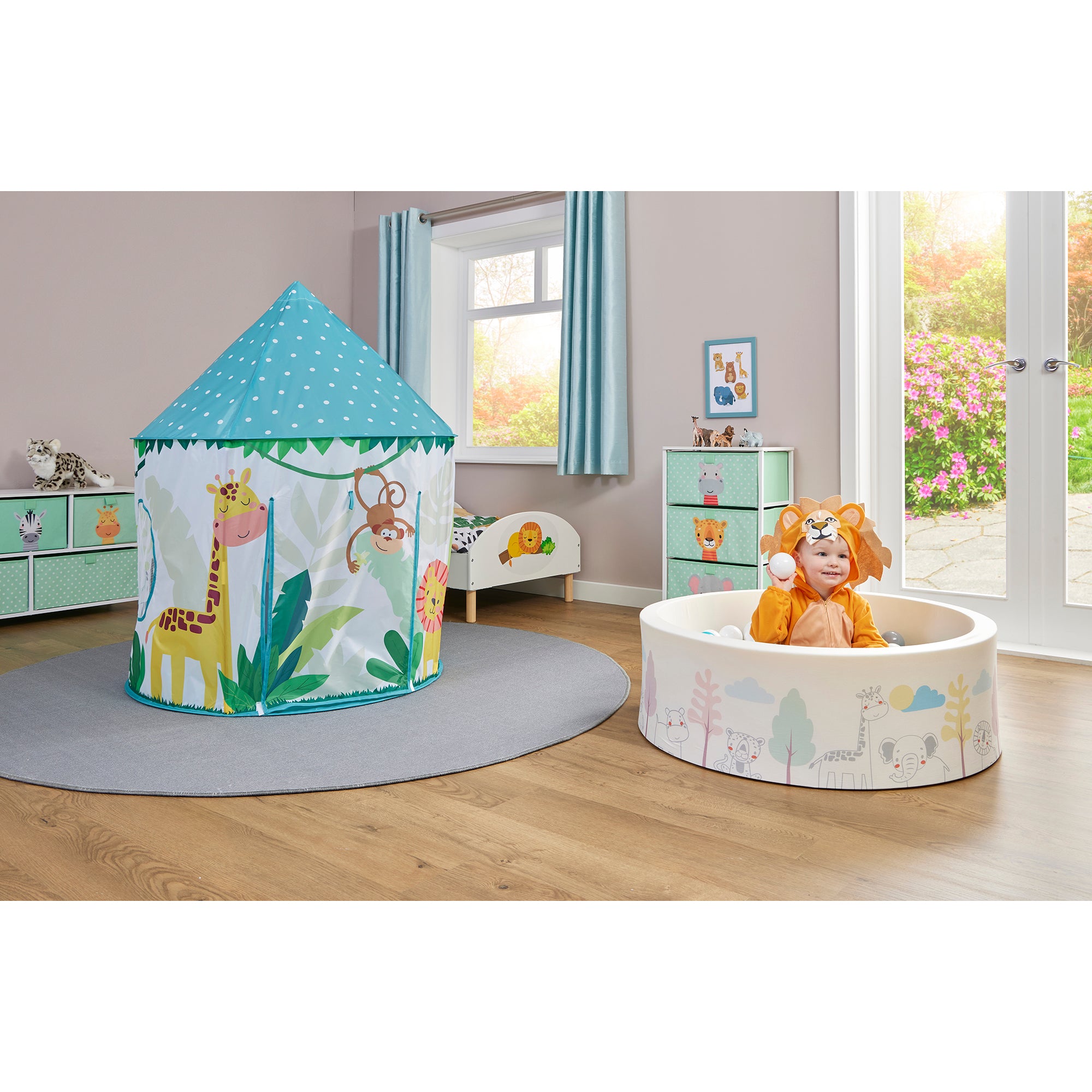 Kids Jungle Playroom Essentials Bundle – Tent & Ball Pit with 200 balls (6 Months+)