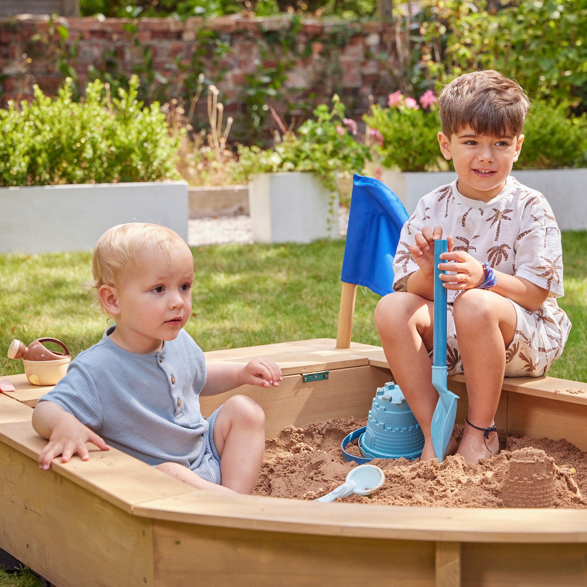 Kids Boat Sand Pit with Seating & Cover (Ages 3+)