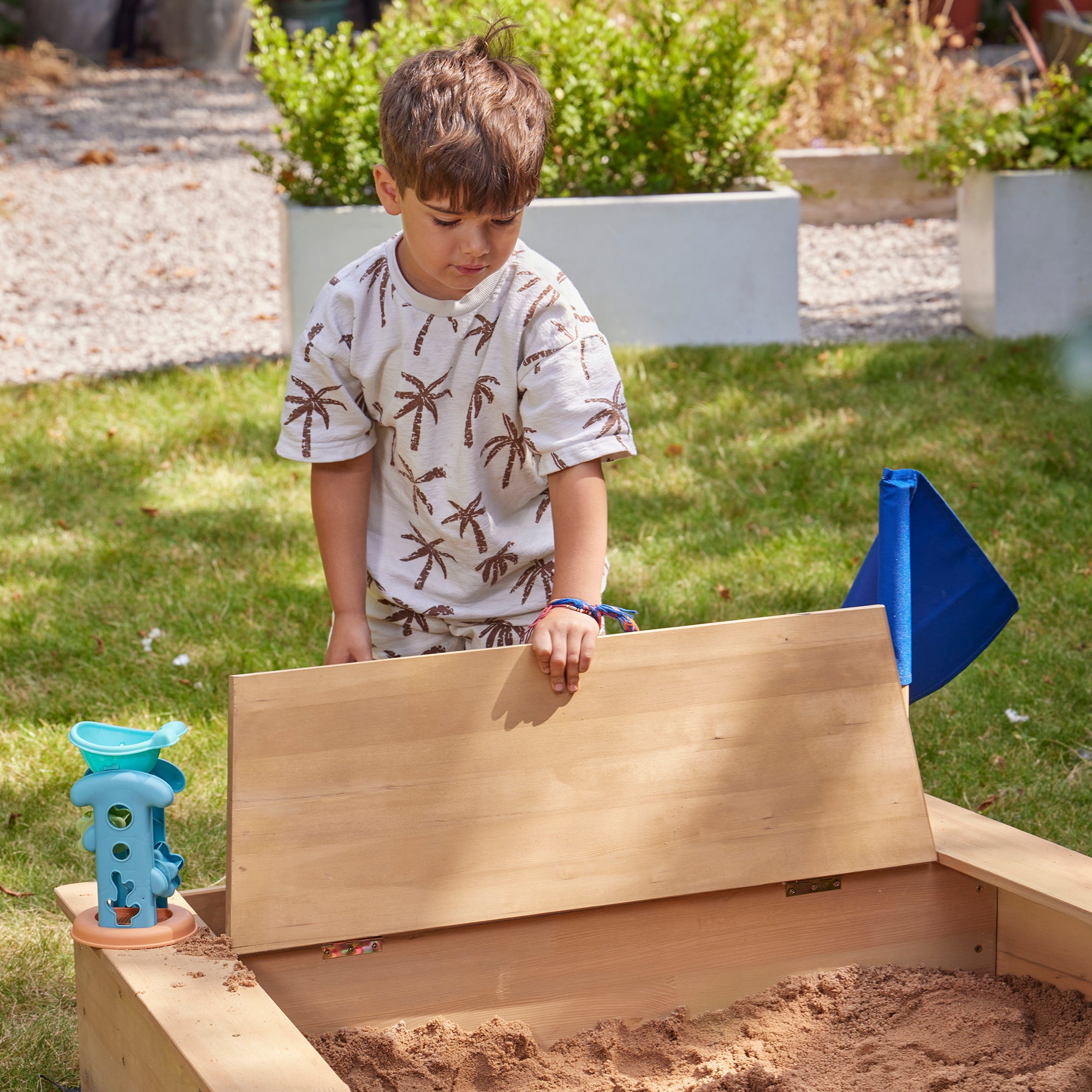 Kids Boat Sand Pit with Seating & Cover (Ages 3+)