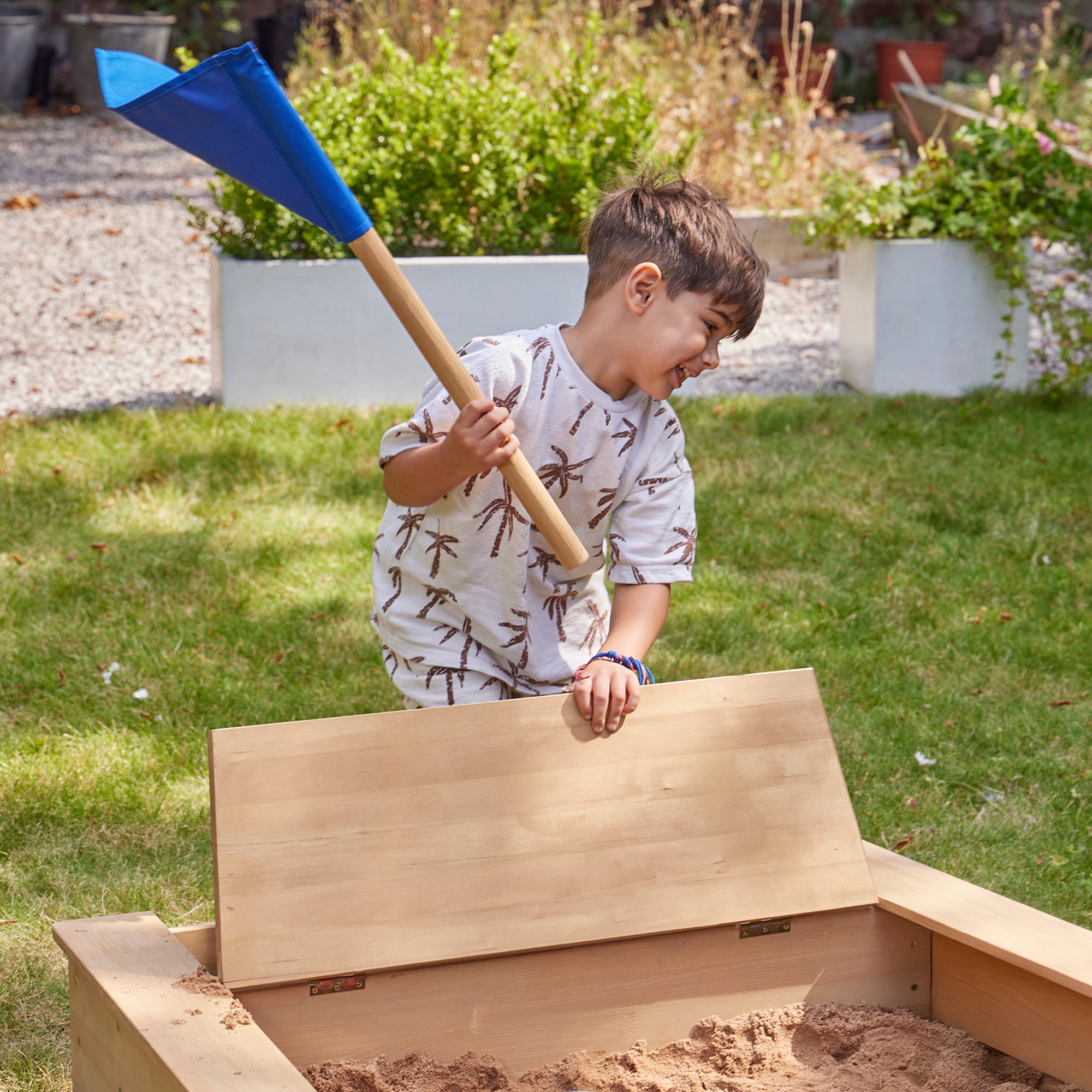 Kids Boat Sand Pit with Seating & Cover (Ages 3+)
