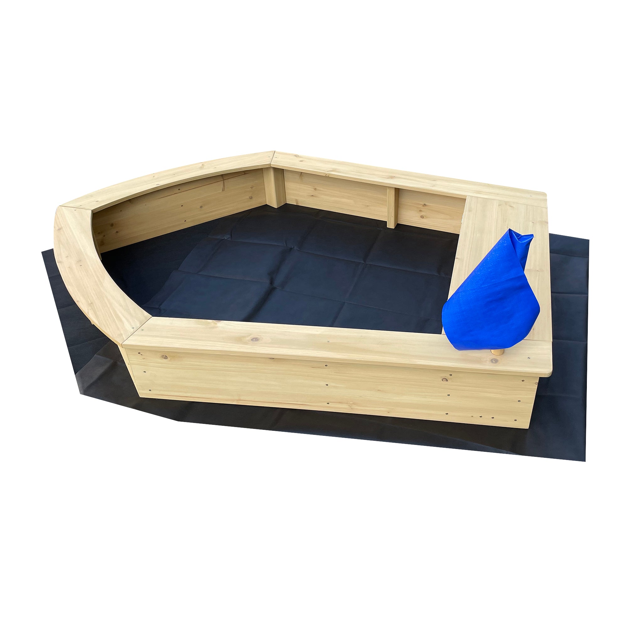 Kids Boat Sand Pit with Seating & Cover (Ages 3+)
