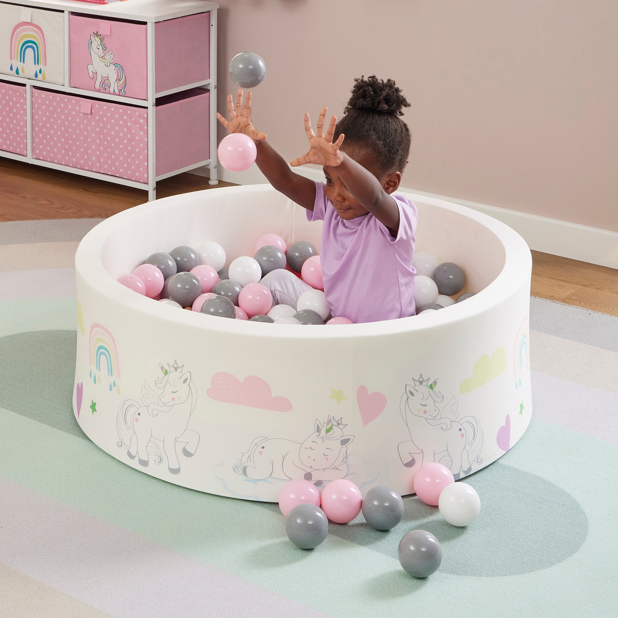 Kids Soft Foam Ball Pit with 200 Balls – Sensory Play (6 Months-3 Years)