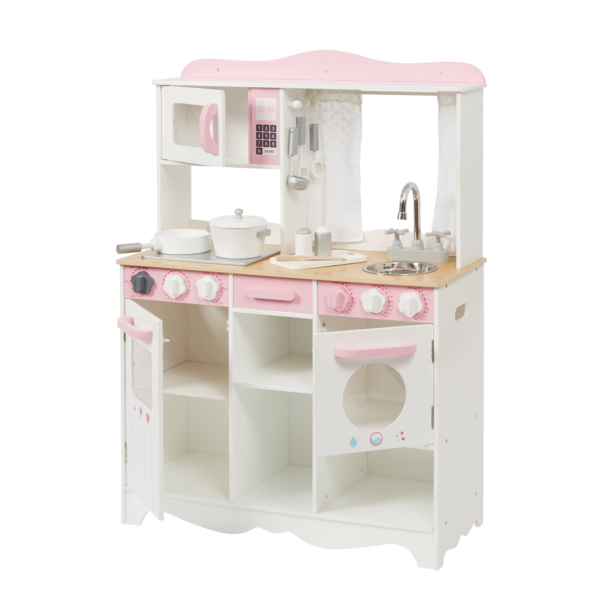Kids Country Play Kitchen with 9 Accessories (Ages 3+)