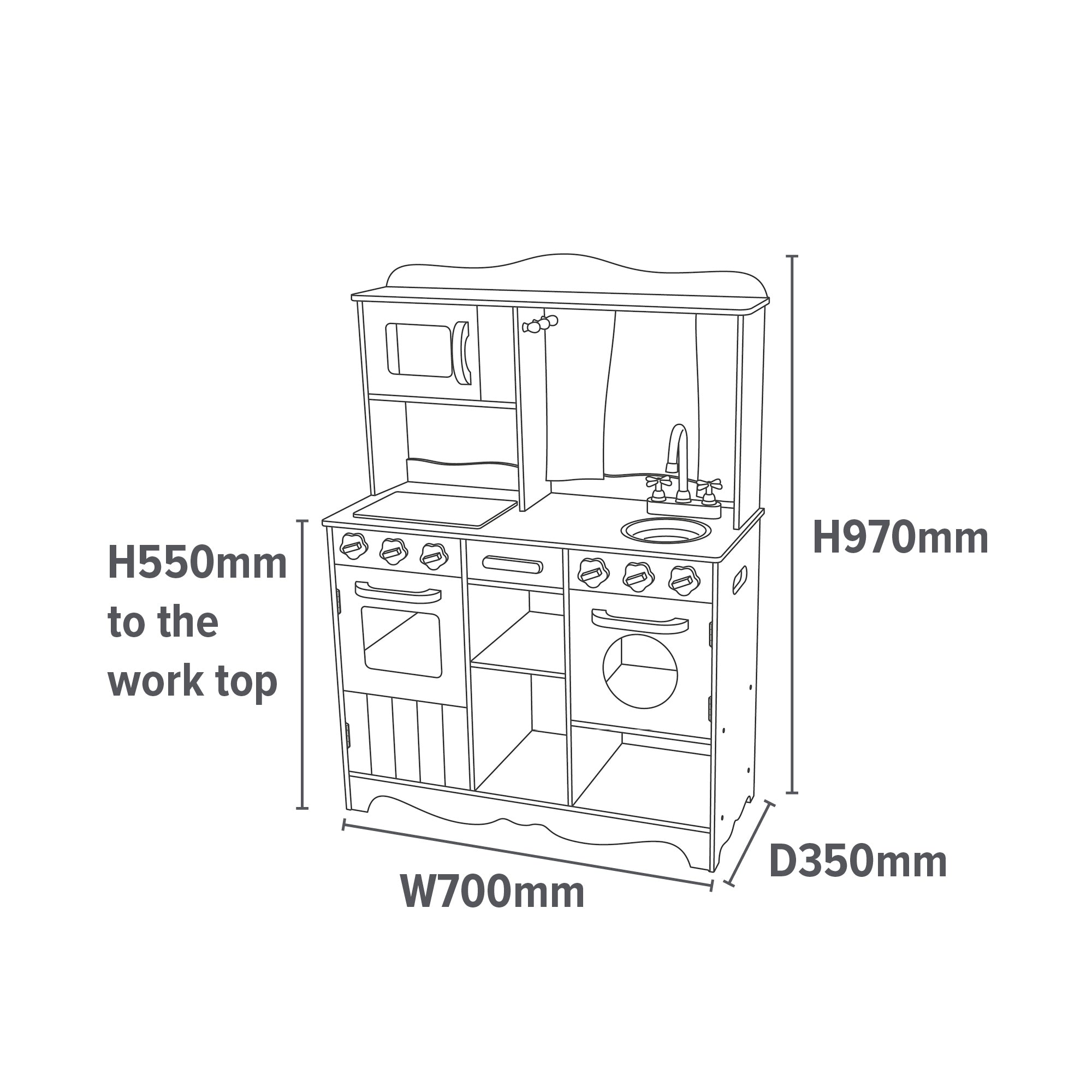 Kids Country Play Kitchen with 9 Accessories (Ages 3+)