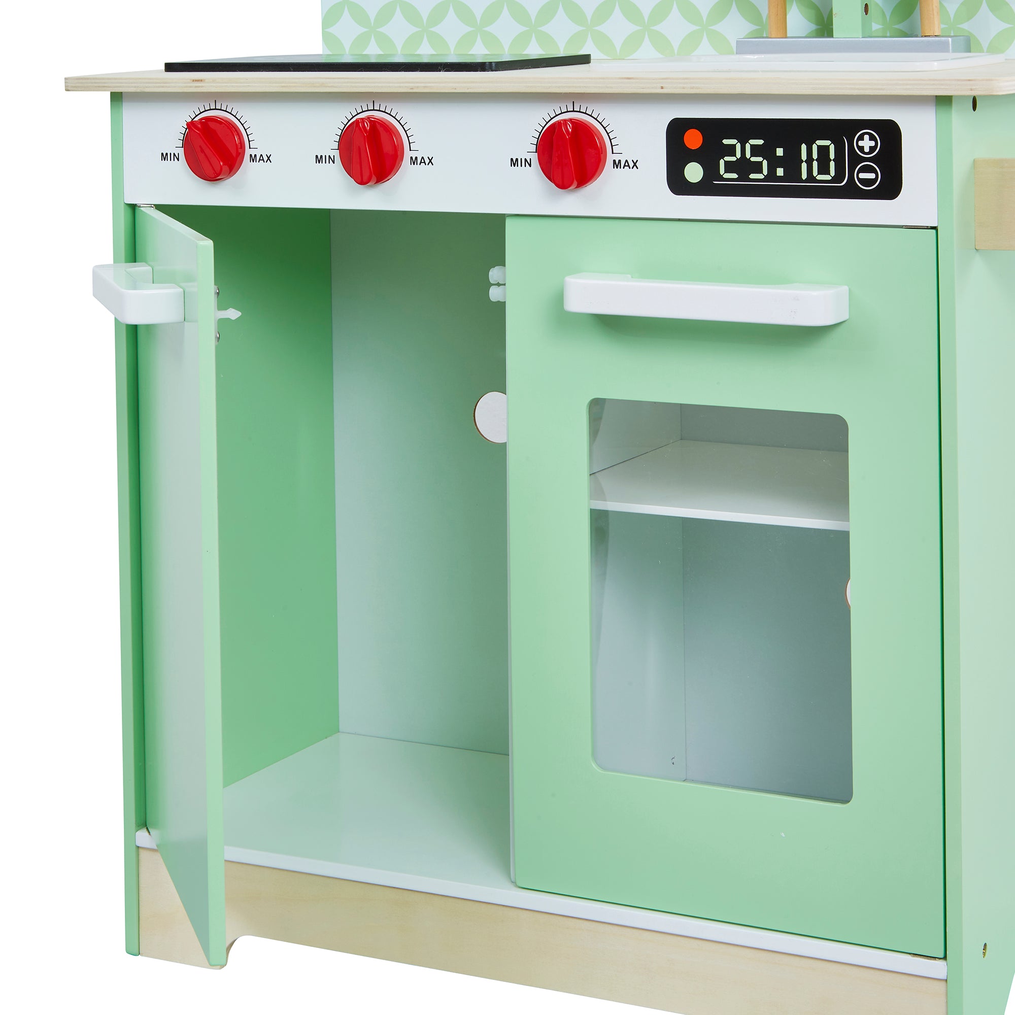 Kids Retro Wooden Play Kitchen with 8 Accessories (Ages 3+)