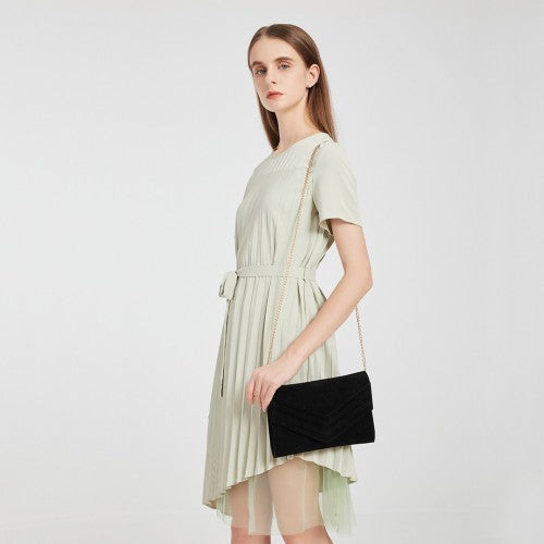 MISS LULU CHEVRON ENVELOPE CLUTCH BAG - GREEN