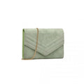 MISS LULU CHEVRON ENVELOPE CLUTCH BAG - GREEN