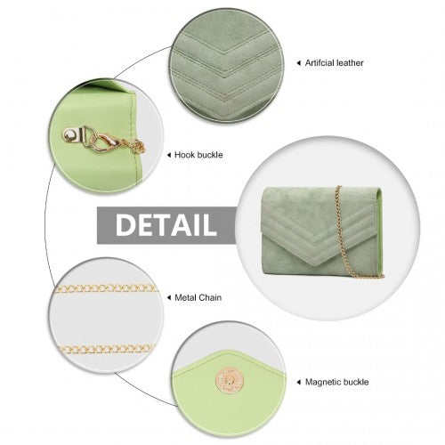 MISS LULU CHEVRON ENVELOPE CLUTCH BAG - GREEN