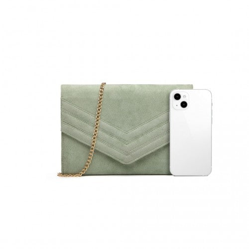 MISS LULU CHEVRON ENVELOPE CLUTCH BAG - GREEN