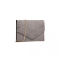 MISS LULU CHEVRON ENVELOPE CLUTCH BAG - GREY