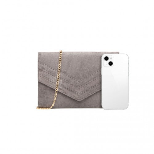MISS LULU CHEVRON ENVELOPE CLUTCH BAG - GREY
