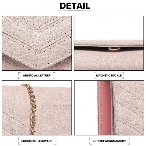 MISS LULU CHEVRON ENVELOPE CLUTCH BAG - PINK
