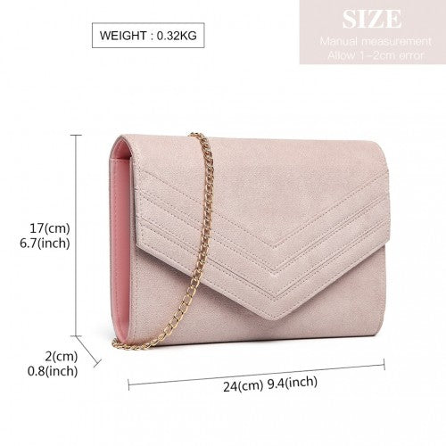 MISS LULU CHEVRON ENVELOPE CLUTCH BAG - PINK