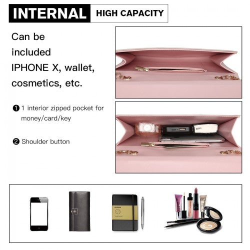 MISS LULU CHEVRON ENVELOPE CLUTCH BAG - PINK