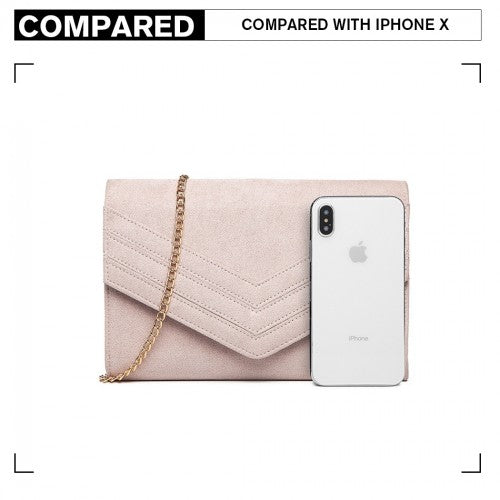 MISS LULU CHEVRON ENVELOPE CLUTCH BAG - PINK