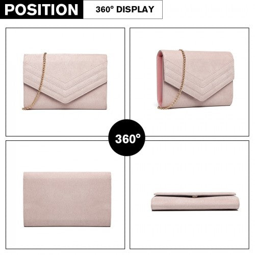 MISS LULU CHEVRON ENVELOPE CLUTCH BAG - PINK