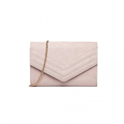 MISS LULU CHEVRON ENVELOPE CLUTCH BAG - PINK